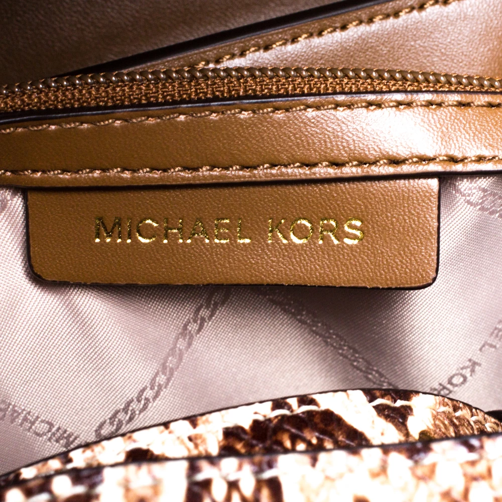 Michael Kors Beige Python Embossed Bleecker Top Handle Bag For Women - Image 8