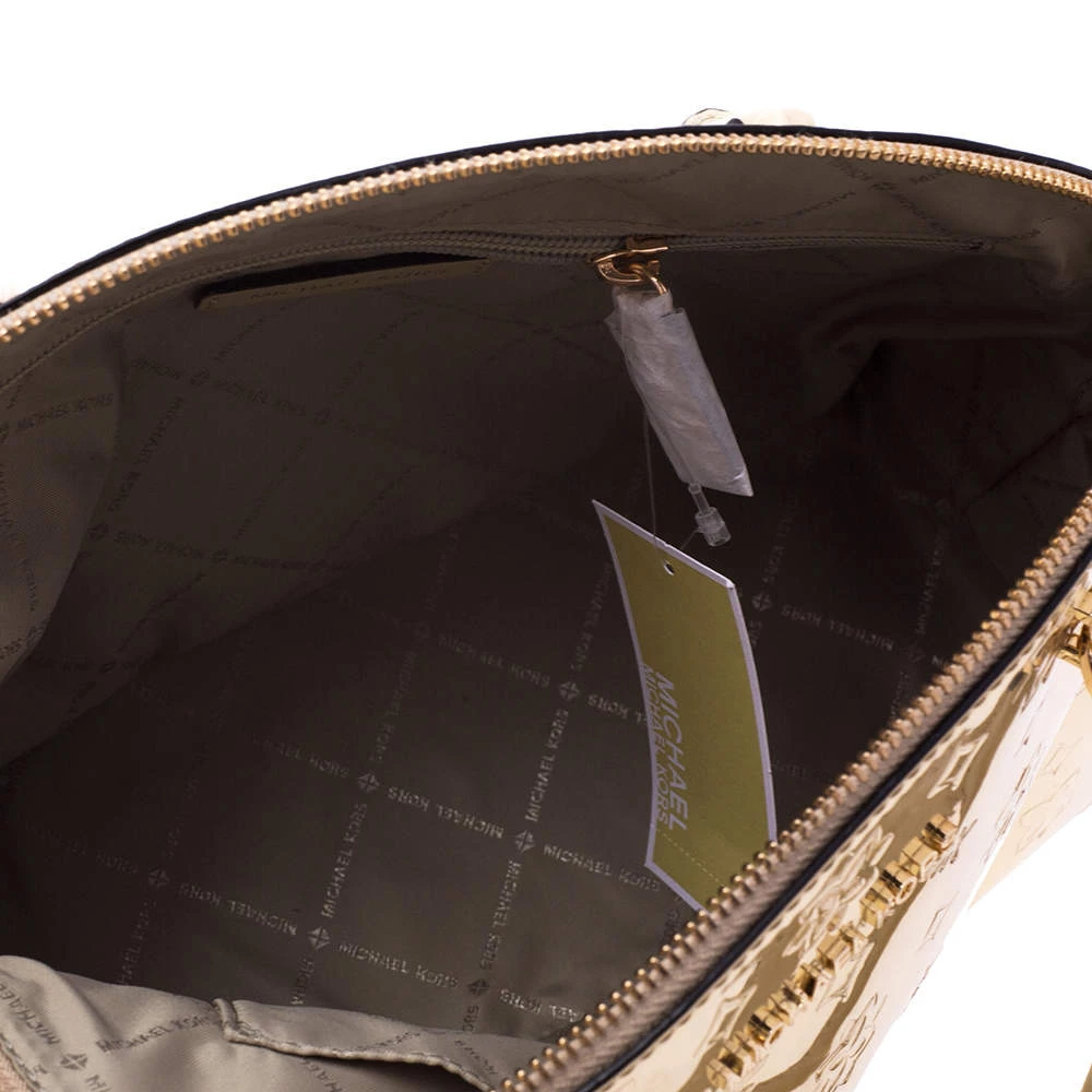 MICHAEL Michael Kors Metallic Gold Mirror Leather Emmy Dome Satchel For Women - Image 6