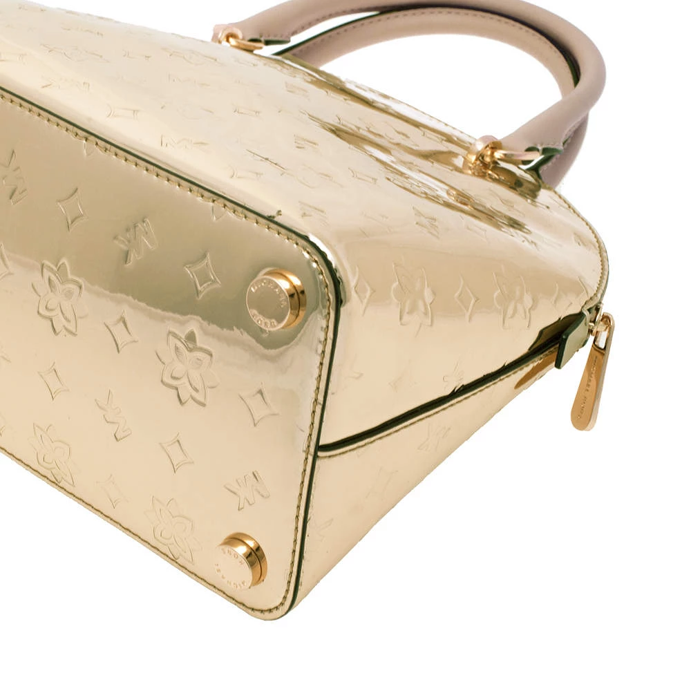 MICHAEL Michael Kors Metallic Gold Mirror Leather Emmy Dome Satchel For Women - Image 9