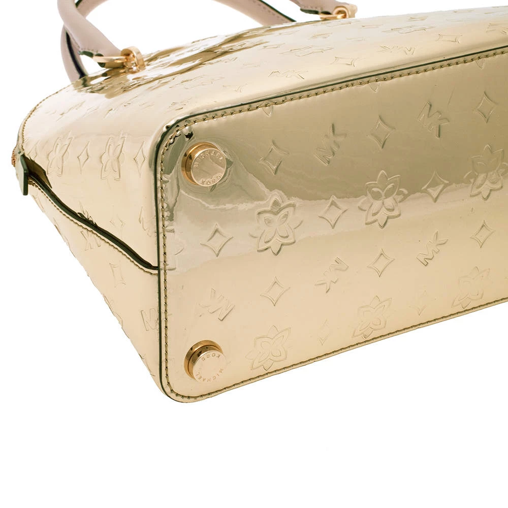 MICHAEL Michael Kors Metallic Gold Mirror Leather Emmy Dome Satchel For Women - Image 10