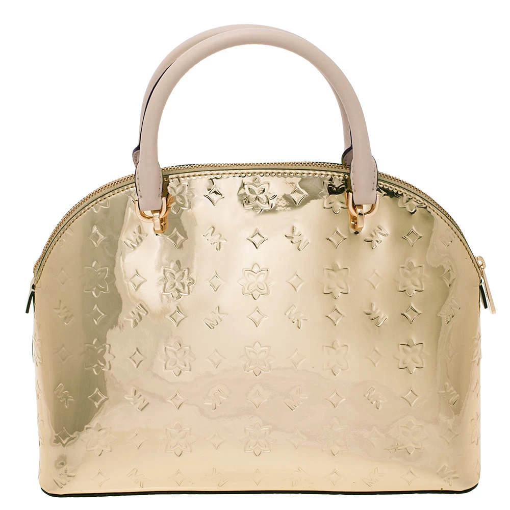 MICHAEL Michael Kors Metallic Gold Mirror Leather Emmy Dome Satchel For Women - Image 4
