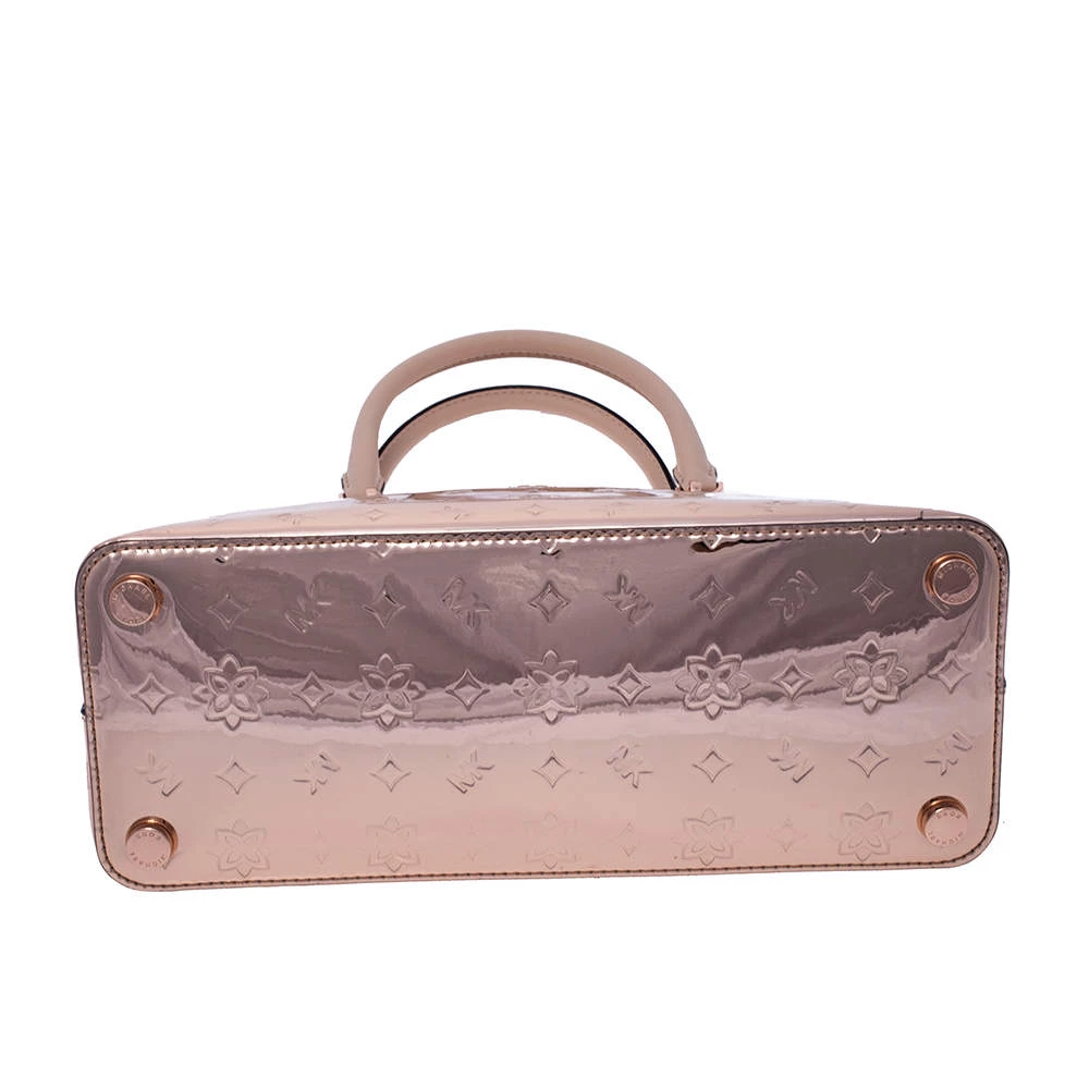 Michael Kors Metallic Rose Gold Mirror Leather Emmy Dome Satchel For Women - Image 5