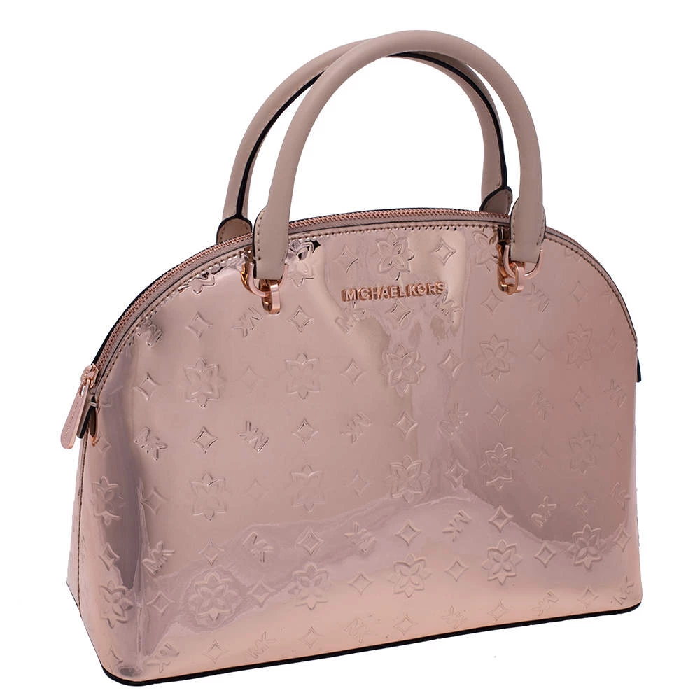 Michael Kors Metallic Rose Gold Mirror Leather Emmy Dome Satchel For Women - Image 3