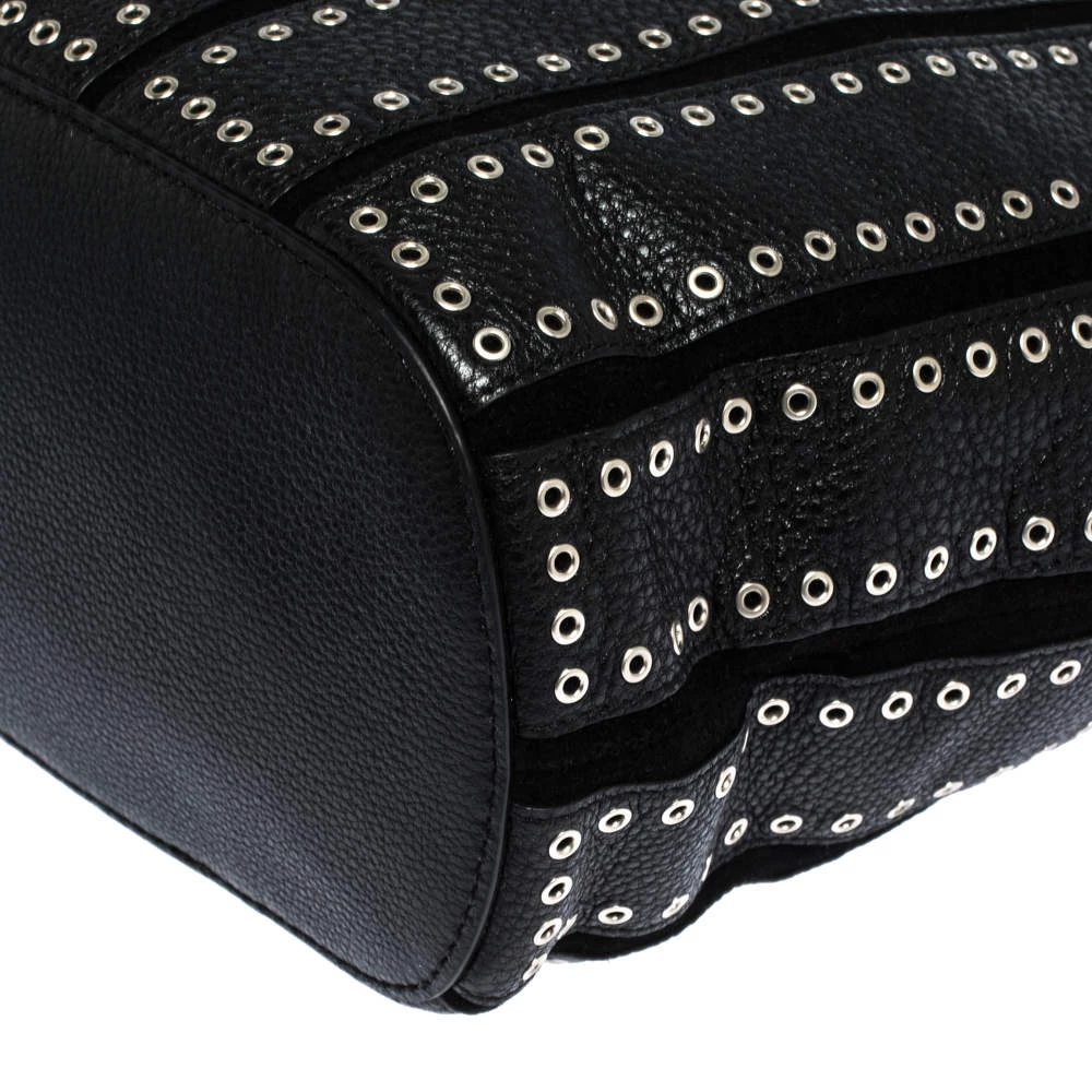 Michael Kors Black Leather Brooklyn Grommet Shoulder Bag For Women - Image 11