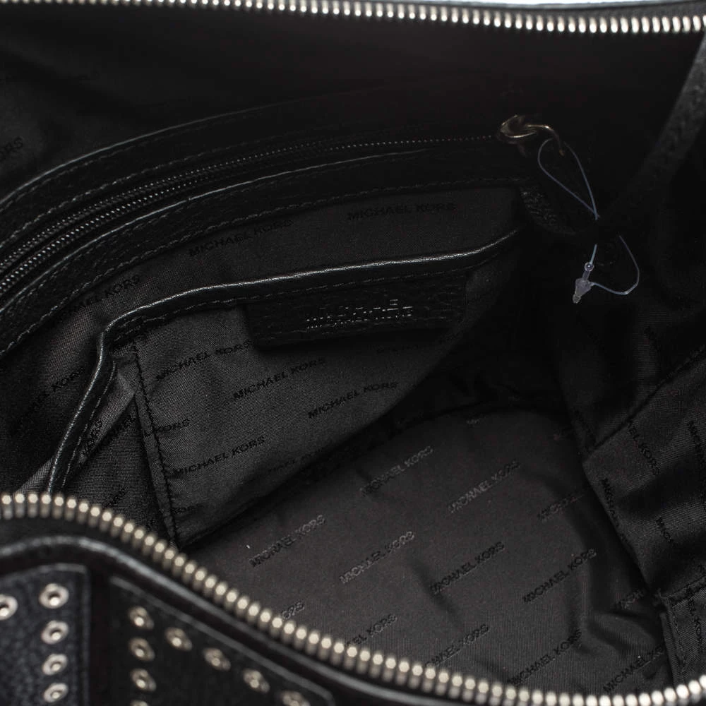 Michael Kors Black Leather Brooklyn Grommet Shoulder Bag For Women - Image 7