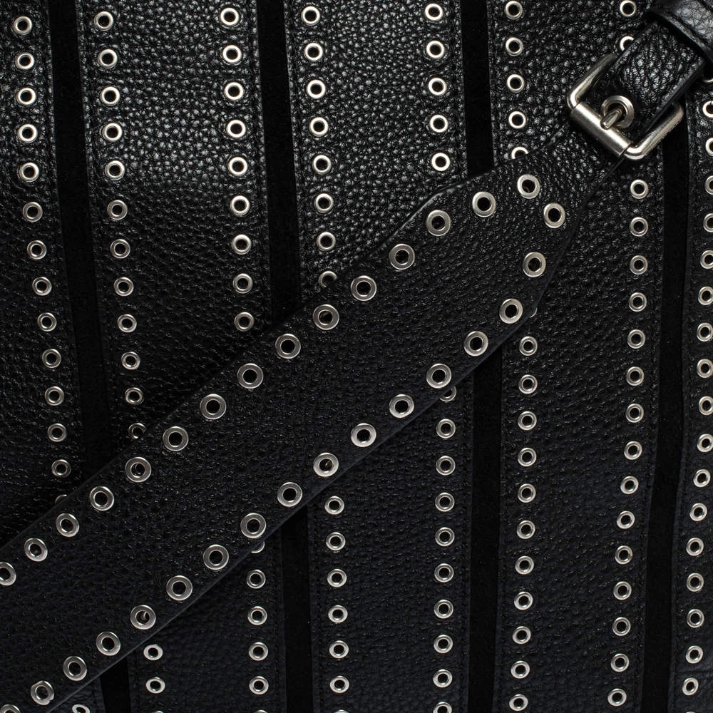 Michael Kors Black Leather Brooklyn Grommet Shoulder Bag For Women - Image 5