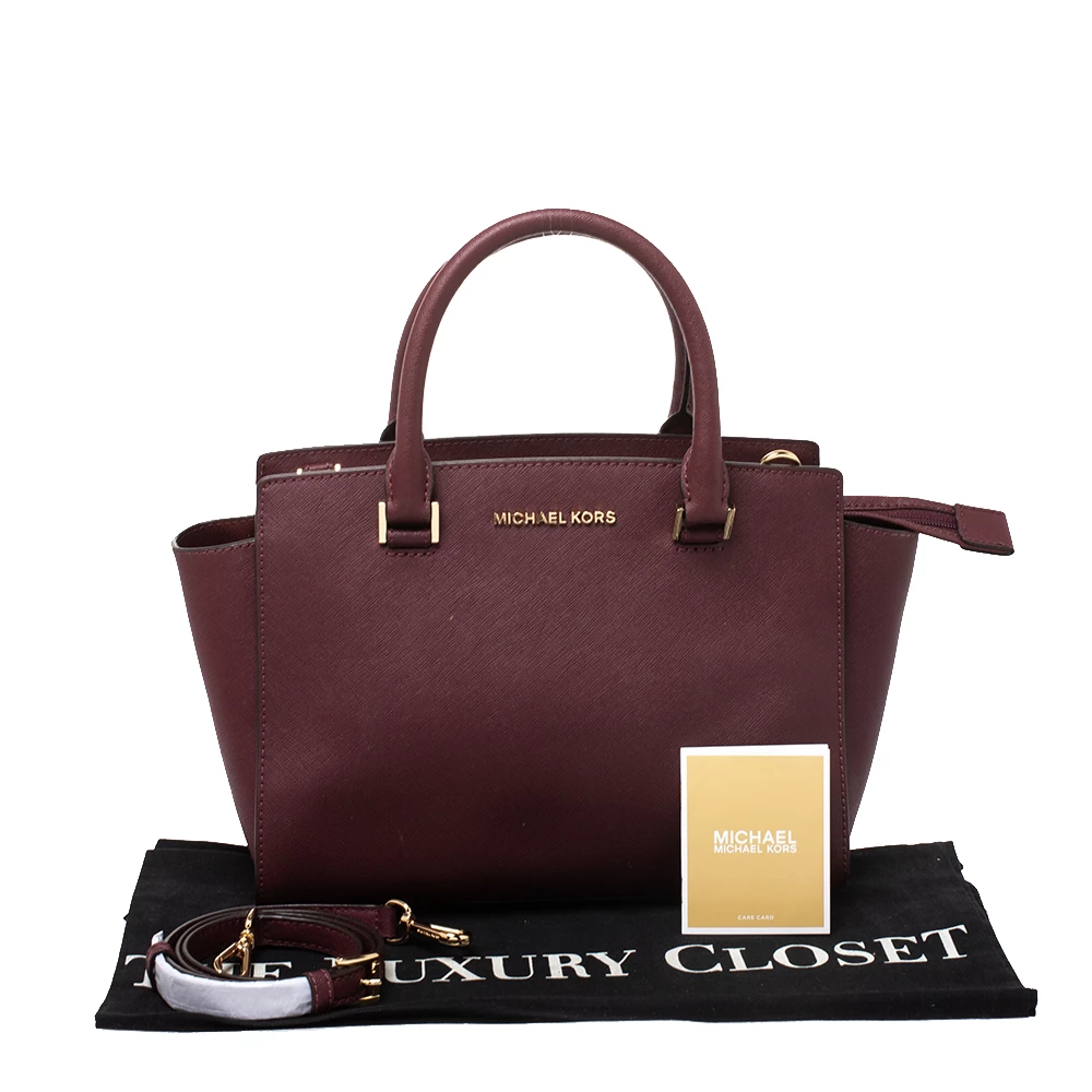 Michael Michael Kors Burgundy Leather Medium Selma Satchel For Women - Image 9