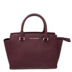 Michael Michael Kors Burgundy Leather Medium Selma Satchel For Women