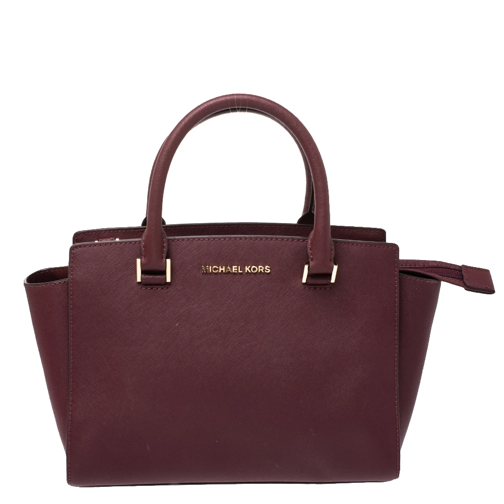Michael Michael Kors Burgundy Leather Medium Selma Satchel For Women