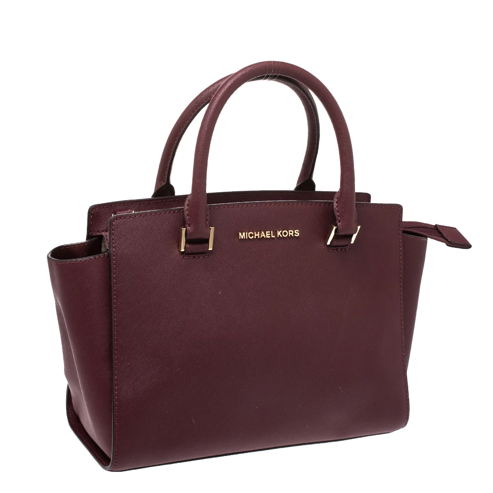 Michael Michael Kors Burgundy Leather Medium Selma Satchel For Women - Image 3