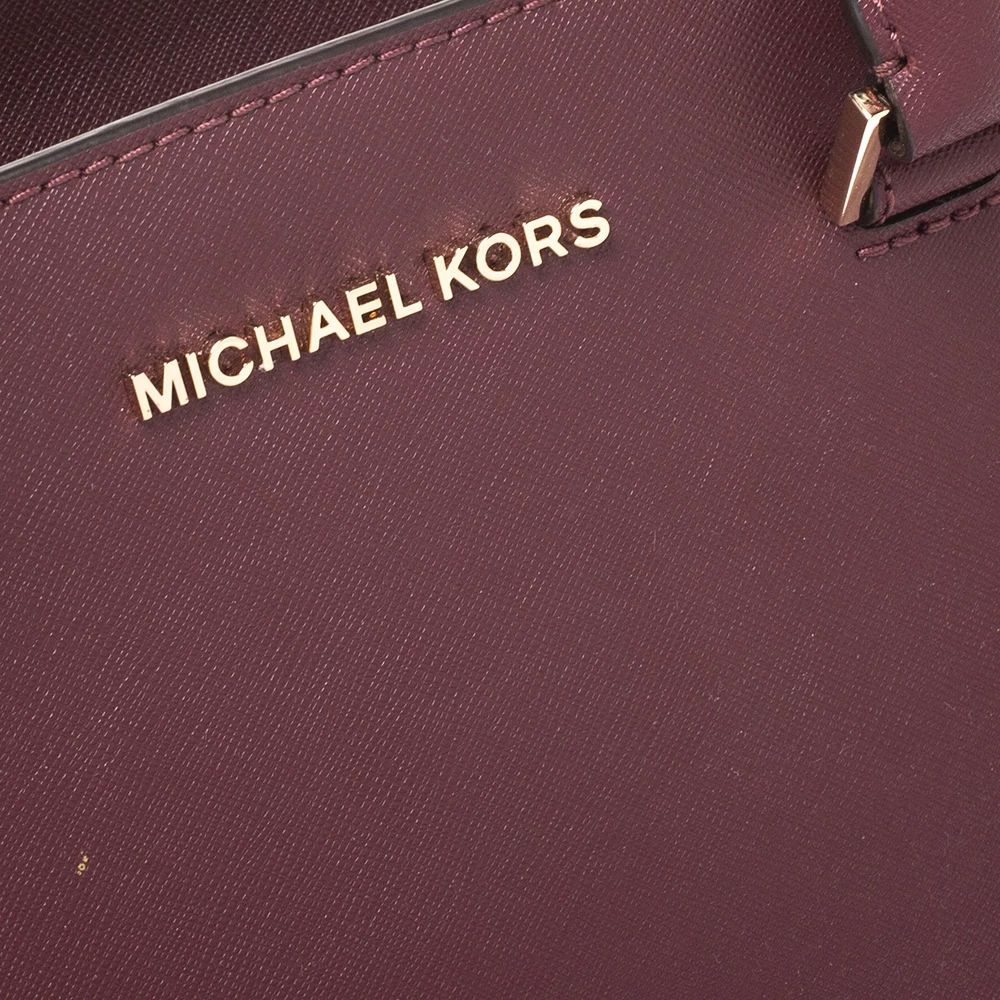 Michael Michael Kors Burgundy Leather Medium Selma Satchel For Women - Image 5