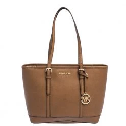 Michael Kors Tan Leather Small Jet Set Travel Tote For Women