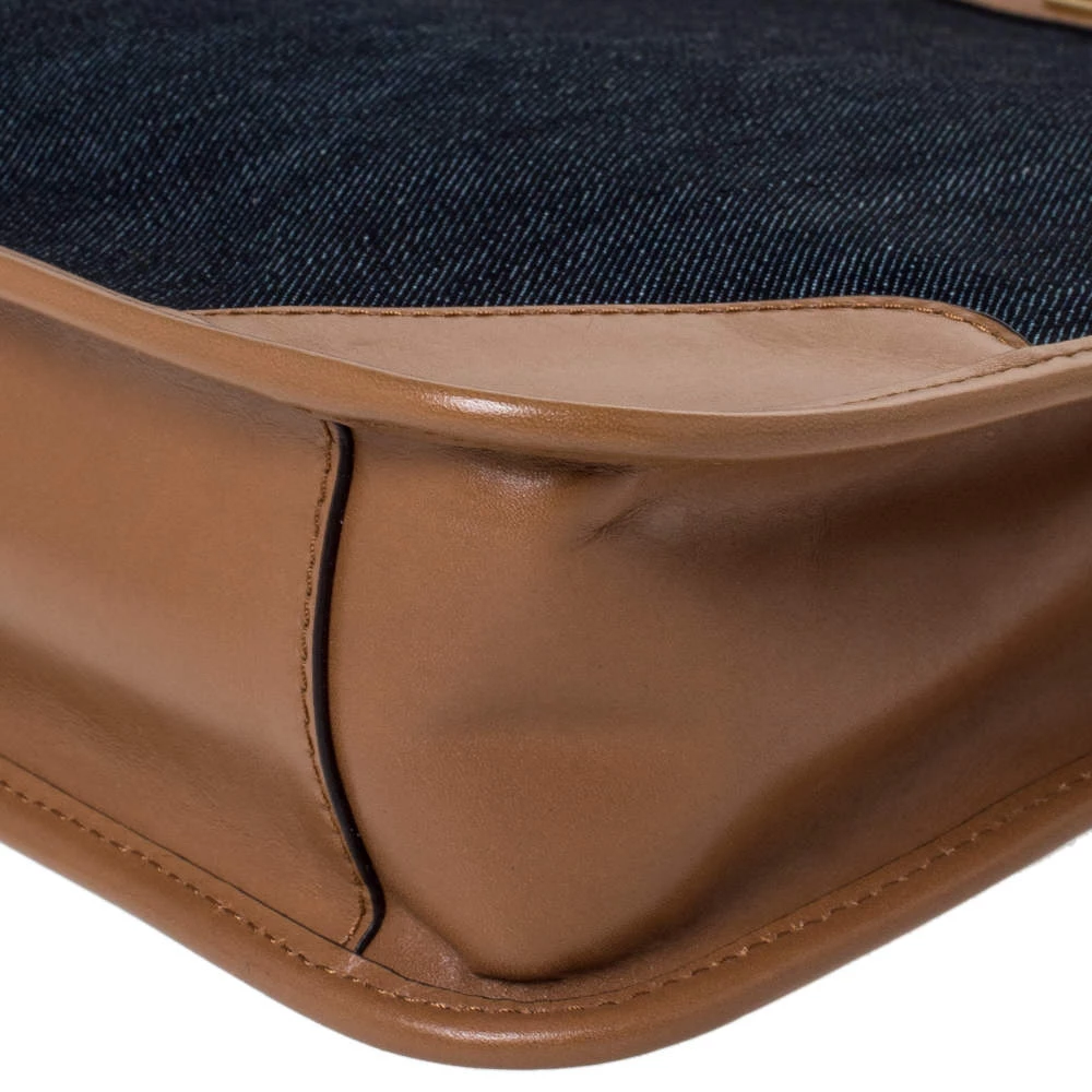 Michael Kors Blue/Brown Denim And Leather Large Sullivan Messenger Bag For Women - Image 12