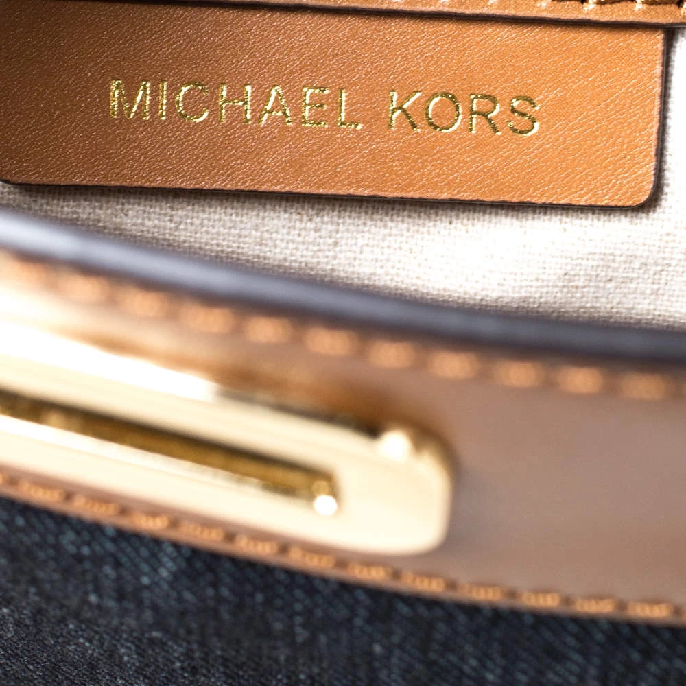 Michael Kors Blue/Brown Denim And Leather Large Sullivan Messenger Bag For Women - Image 9