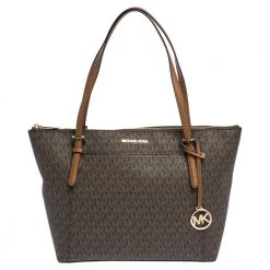 Michael Kors Dark Brown Signature Coated Canvas Ciara Tote For Women