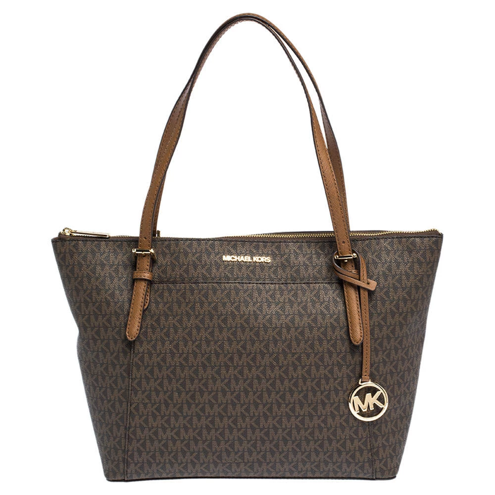 Michael Kors Dark Brown Signature Coated Canvas Ciara Tote For Women