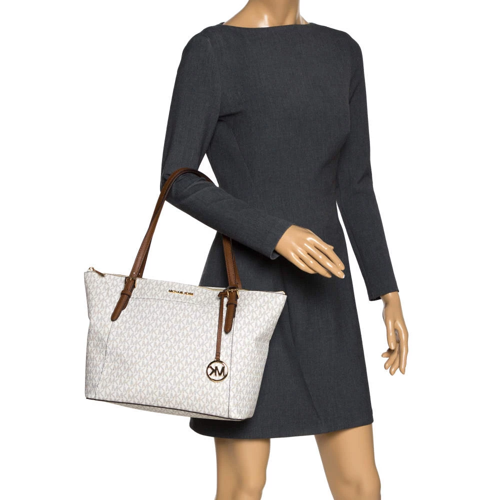 Michael Kors Vanilla White Signature Coated Canvas Large Ciara Tote For Women - Image 2