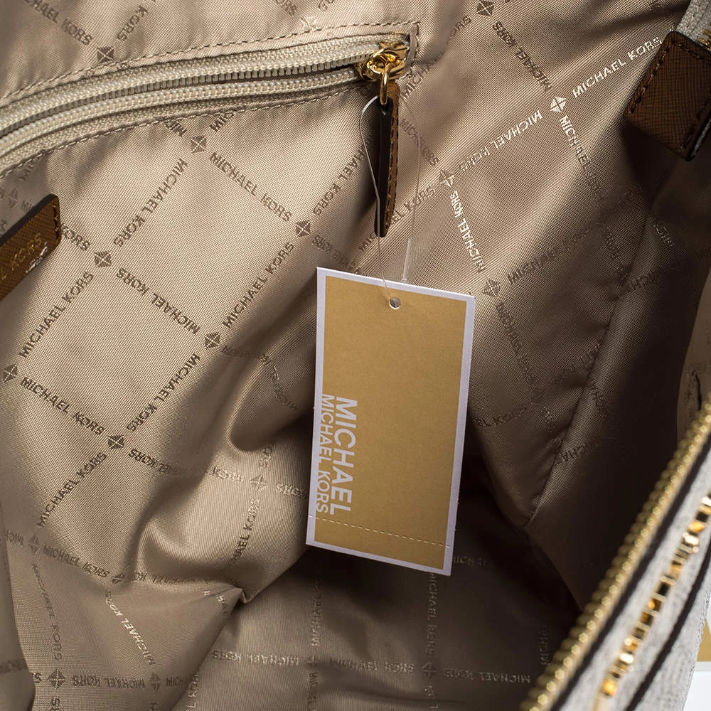 Michael Kors Vanilla White Signature Coated Canvas Large Ciara Tote For Women - Image 8