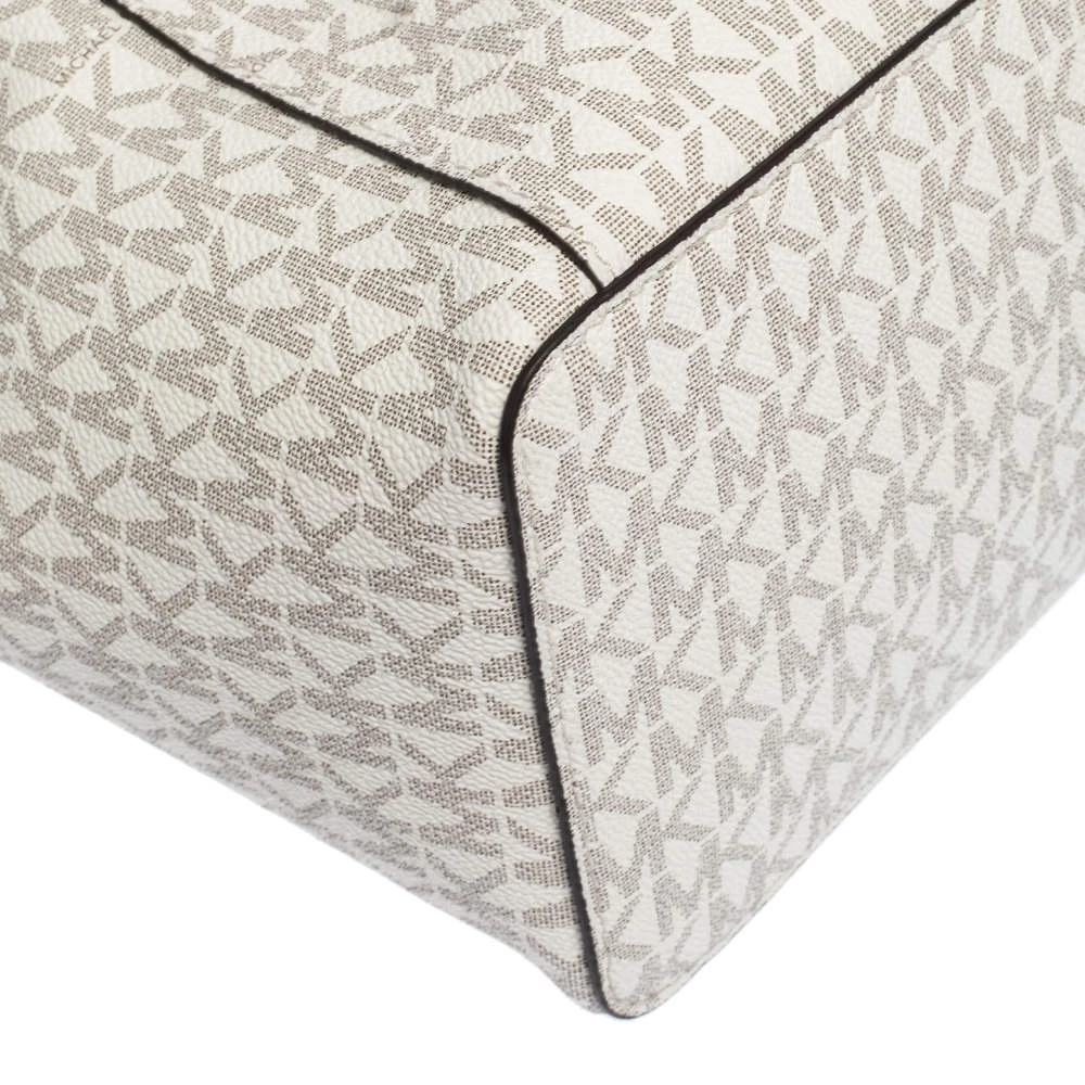 Michael Kors Vanilla White Signature Coated Canvas Large Ciara Tote For Women - Image 12