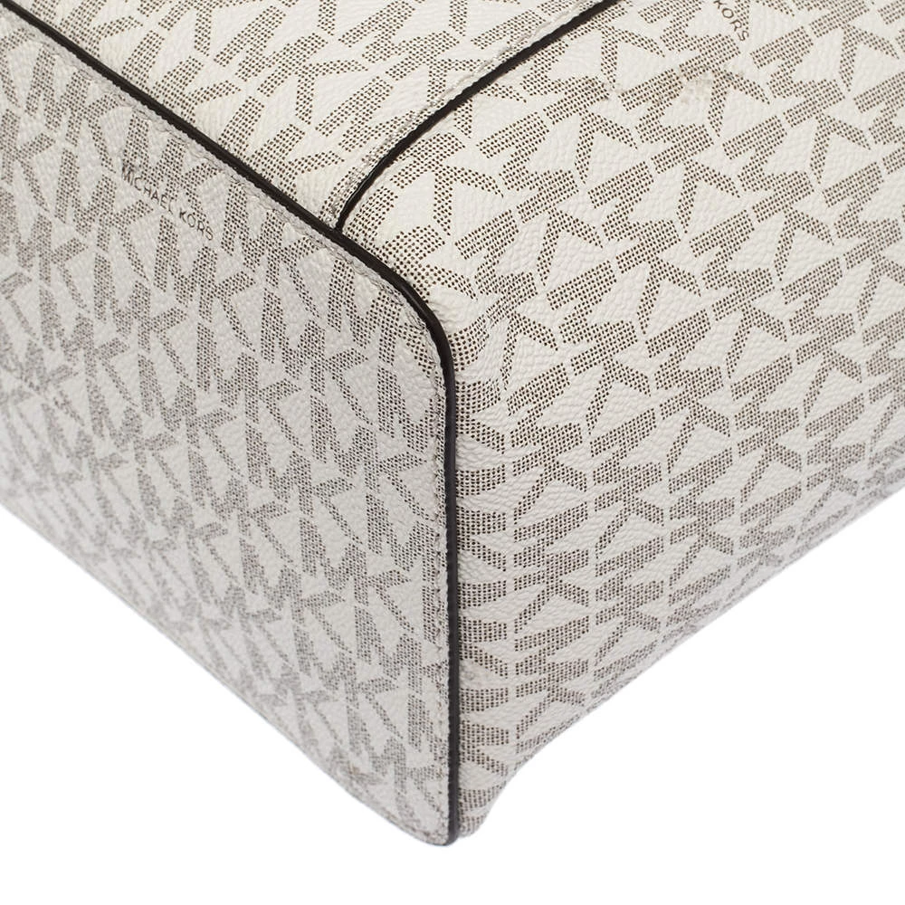 Michael Kors Vanilla White Signature Coated Canvas Large Ciara Tote For Women - Image 13