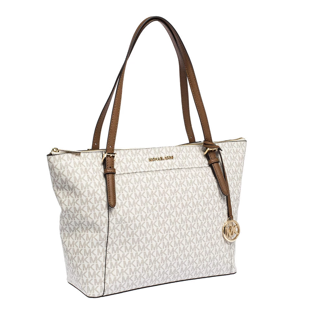 Michael Kors Vanilla White Signature Coated Canvas Large Ciara Tote For Women - Image 3