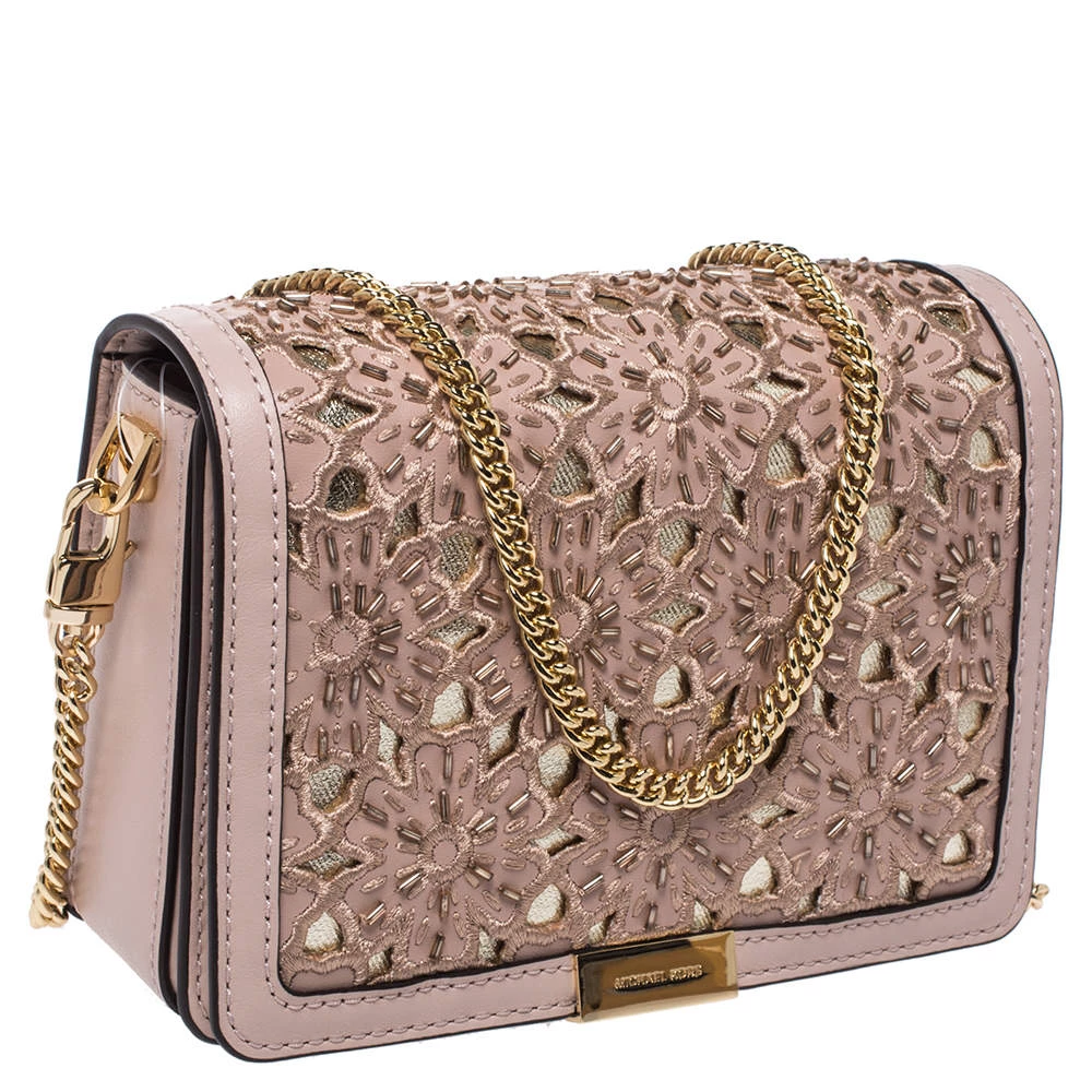 Michael Kors Soft Pink Leather Medium Gusset Jade Shoulder Bag For Women - Image 3