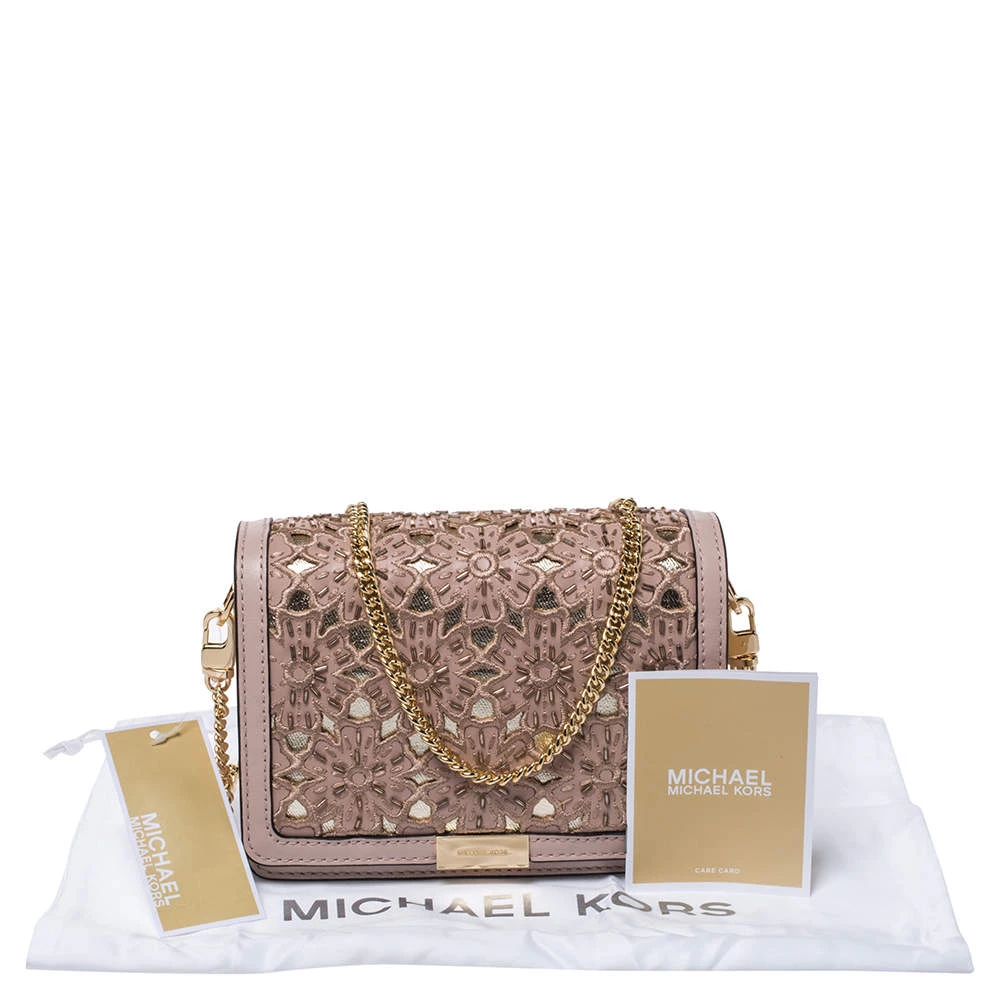Michael Kors Soft Pink Leather Medium Gusset Jade Shoulder Bag For Women - Image 9