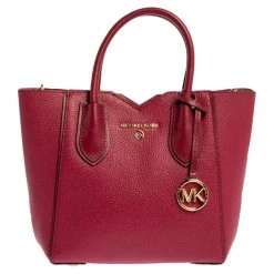 Michael Kors Rasperry Red Leather Mae Tote For Women