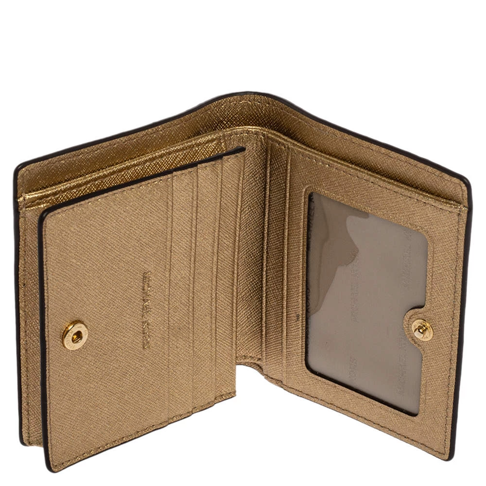 Michael Kors Gold Textured Leather Flap Card Holder For Women - Image 2