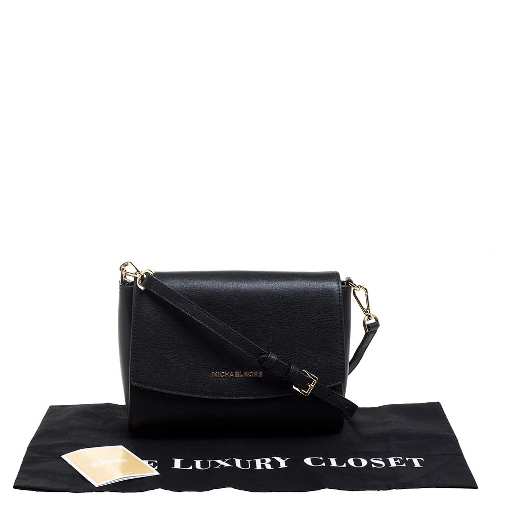 Michael Kors Black Leather Medium Ellis Crossbody Bag For Women - Image 9
