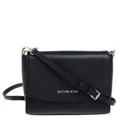Michael Kors Black Leather Medium Ellis Crossbody Bag For Women