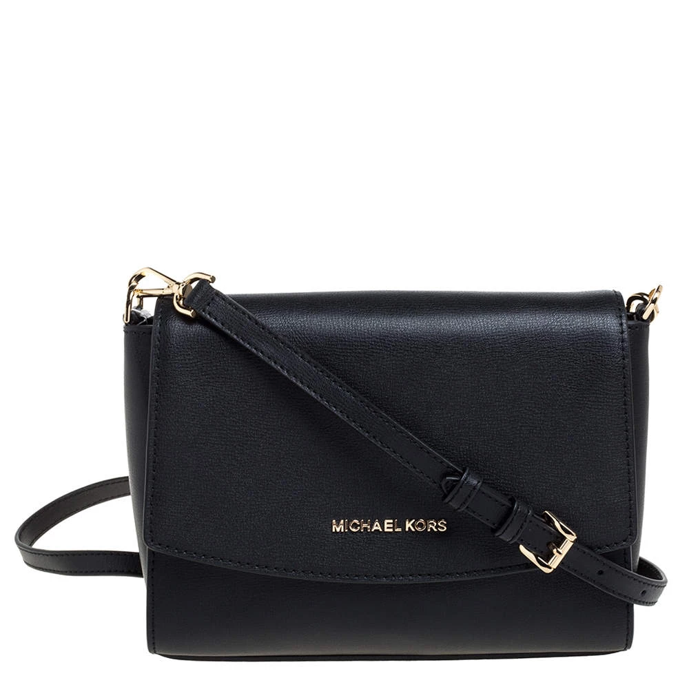 Michael Kors Black Leather Medium Ellis Crossbody Bag For Women