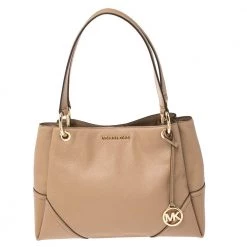 Michael Kors Beige Leather Medium Nicole Shoulder Bag For Women
