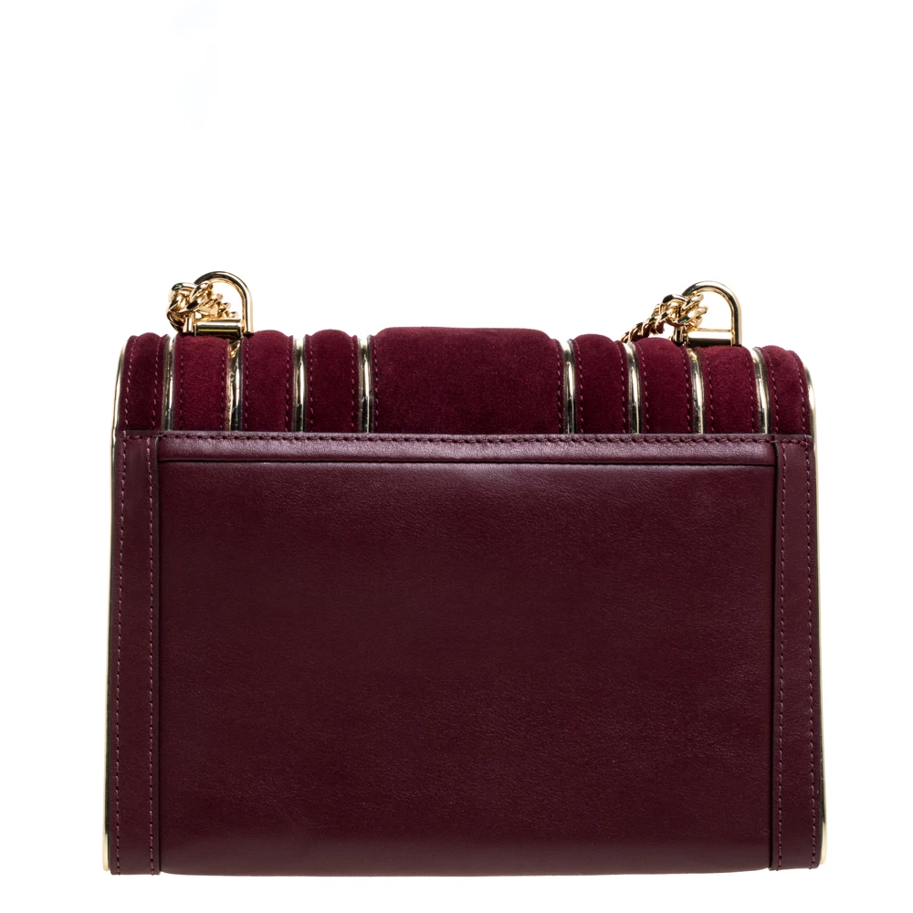 Michael Kors Maroon Quilted Suede Whitney Shoulder Bag For Women - Image 4