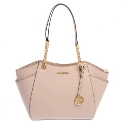 Michael Kors Powder Pink Leather Jet Set Travel Chain Tote For Women