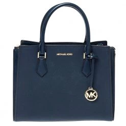 Michael Kors Navy Blue Saffiano Leather Large Hope Tote For Women
