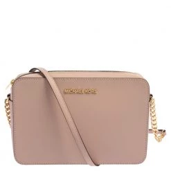 Michael Kors Powder Pink Leather Jet Set Crossbody Bag For Women