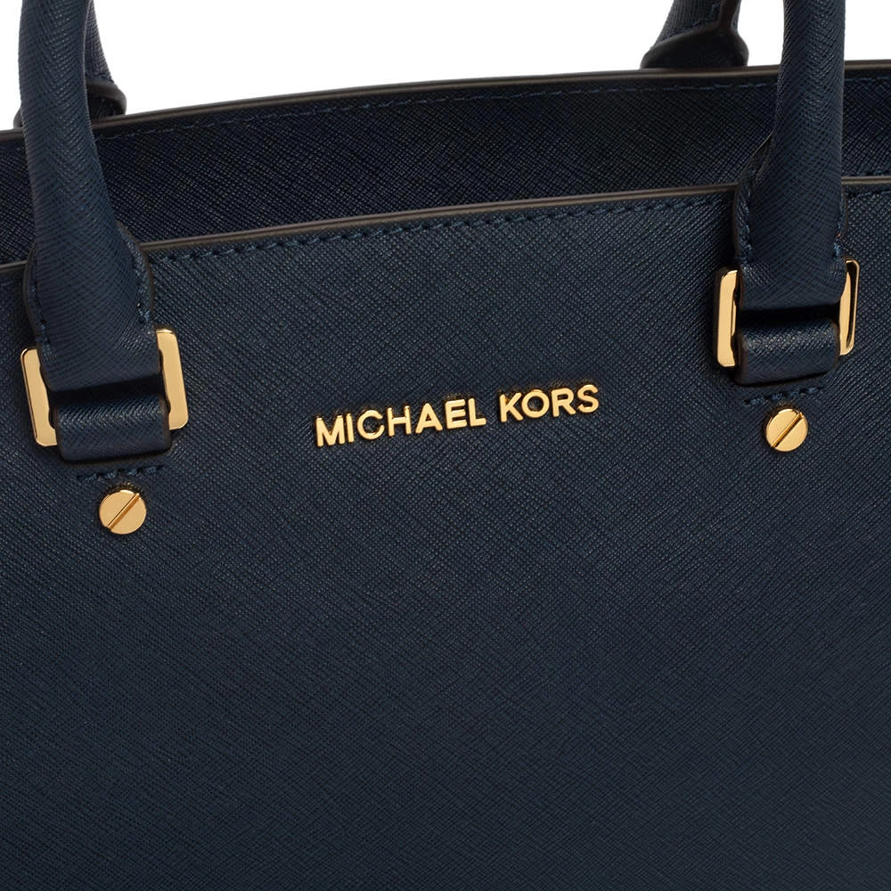 Michael Michael Kors Navy Blue Leather Medium Selma Satchel For Women - Image 5