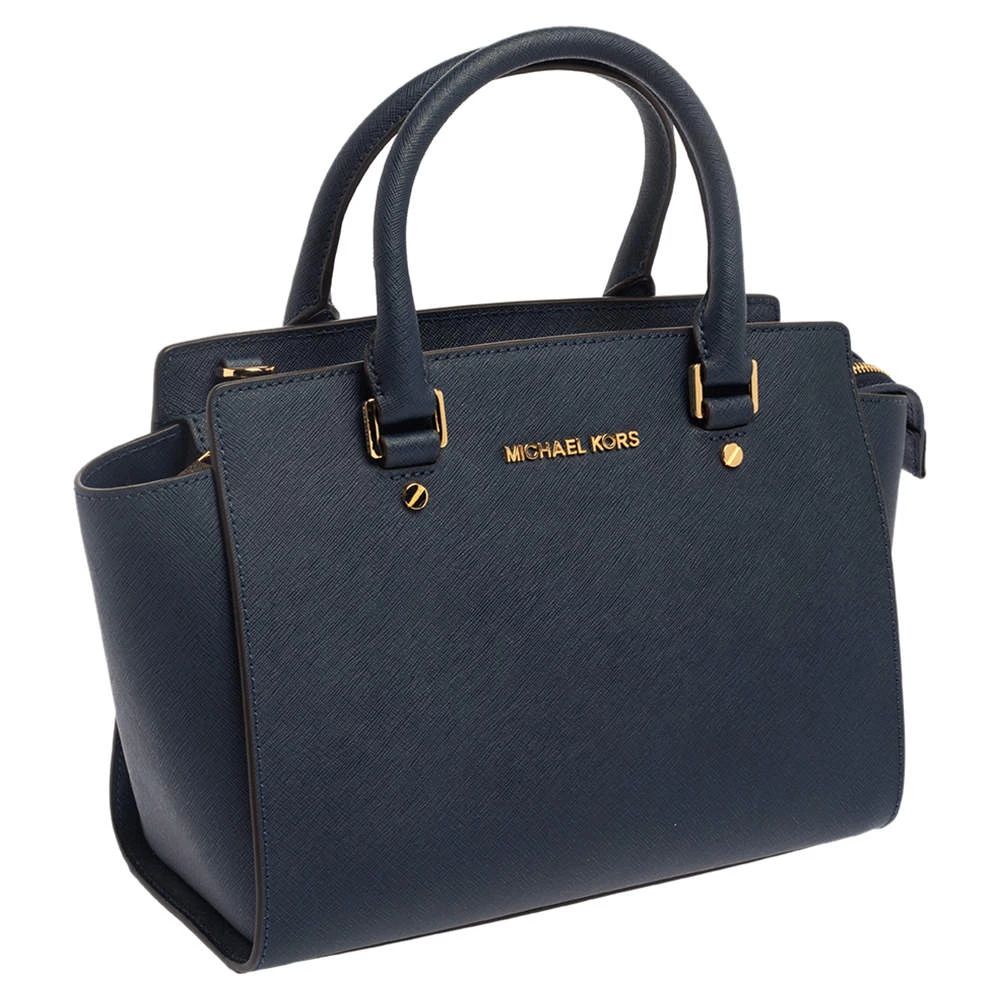 Michael Michael Kors Navy Blue Leather Medium Selma Satchel For Women - Image 3