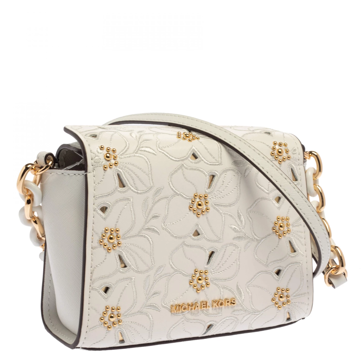Michael Kors White Leather Studded Sofia Shoulder Bag For Women - Image 3