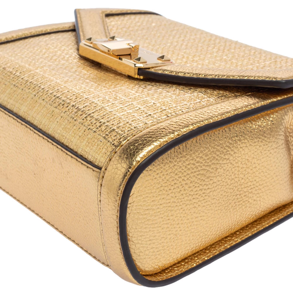 Michael Kors Gold Woven Straw And Leather XS Kinsley Top Handle Bag For Women - Image 15