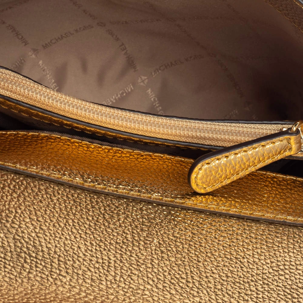 Michael Kors Gold Woven Straw And Leather XS Kinsley Top Handle Bag For Women - Image 10