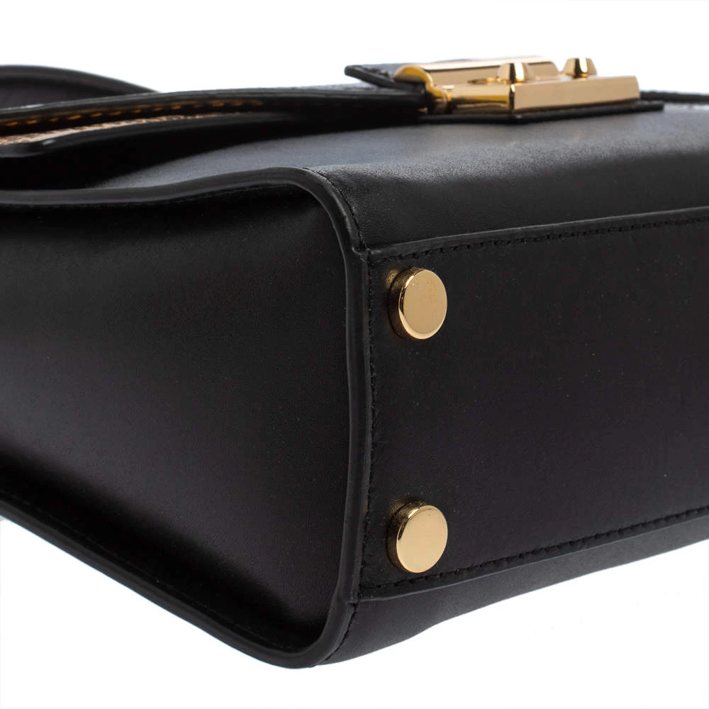 Michael Kors Black/Gold Python Embossed And Leather Sloan Top Handle Bag For Women - Image 11