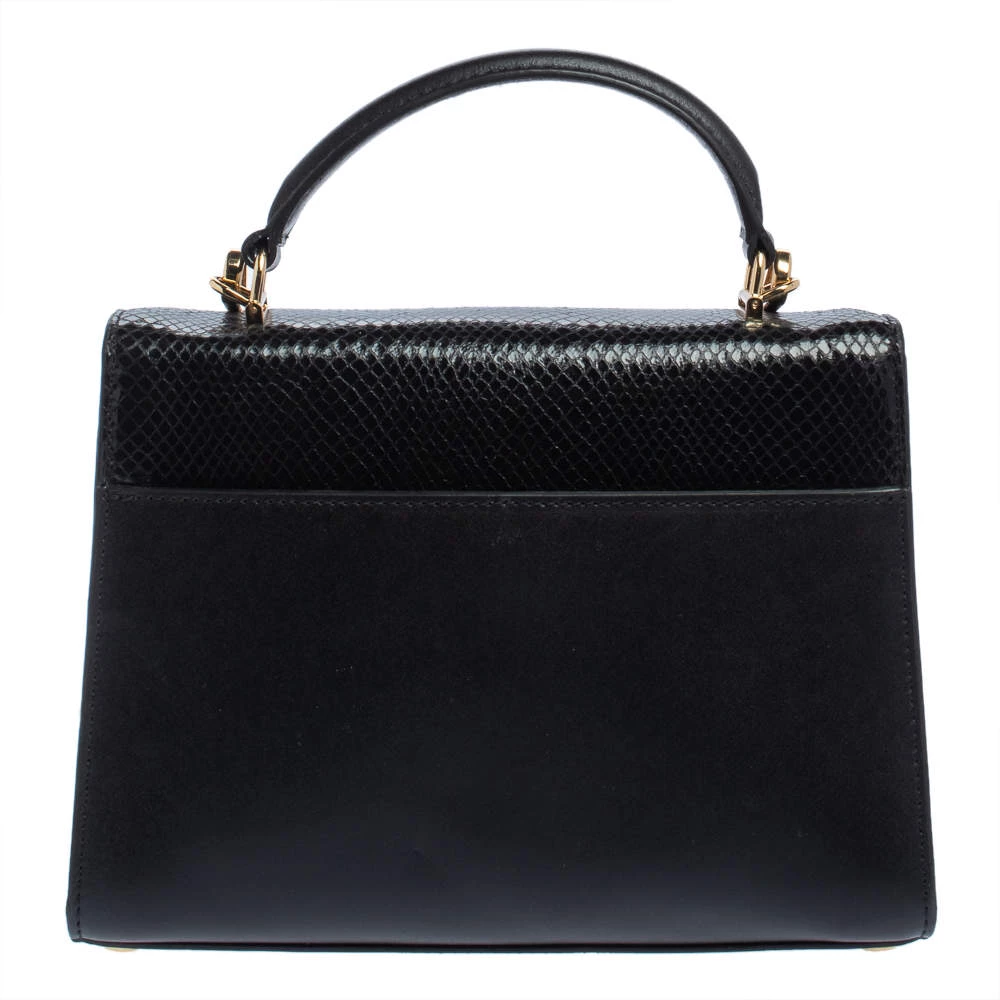 Michael Kors Black/Gold Python Embossed And Leather Sloan Top Handle Bag For Women - Image 4