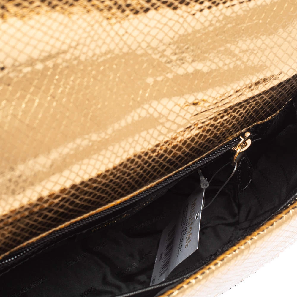 Michael Kors Black/Gold Python Embossed And Leather Sloan Top Handle Bag For Women - Image 7