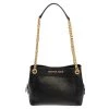 Michael Kors Black Leather Medium Jet Set Chain Shoulder Bag For Women