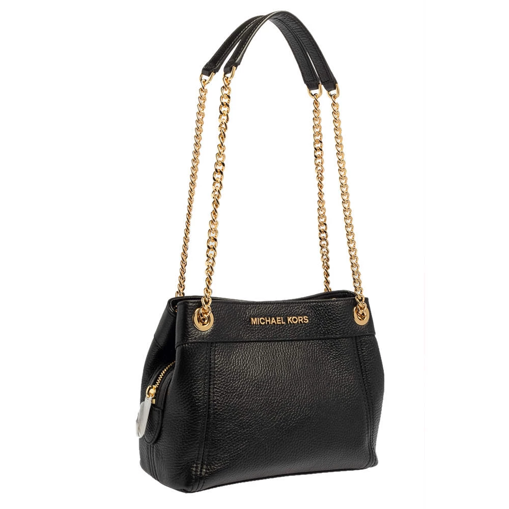 Michael Kors Black Leather Medium Jet Set Chain Shoulder Bag For Women - Image 3