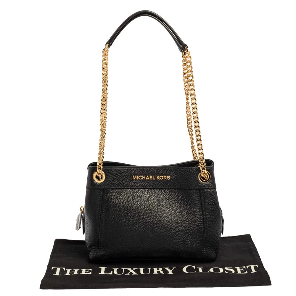 Michael Kors Black Leather Medium Jet Set Chain Shoulder Bag For Women - Image 10