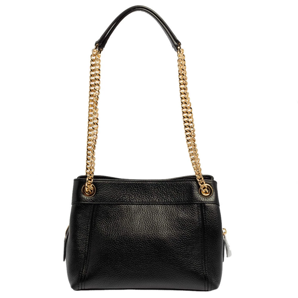 Michael Kors Black Leather Medium Jet Set Chain Shoulder Bag For Women - Image 4