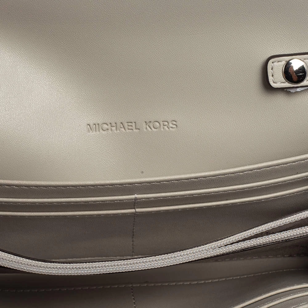 Michael Kors Grey Leather Jet Set Wallet On Chain For Women - Image 10